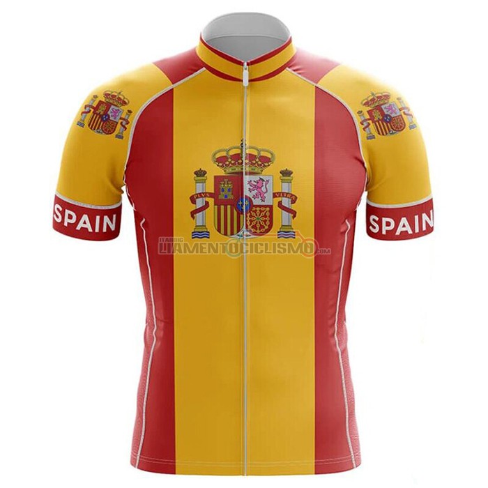 Abbigliamento Ciclismo Campione Spagna Manica Corta 2020 Rosso Giallo